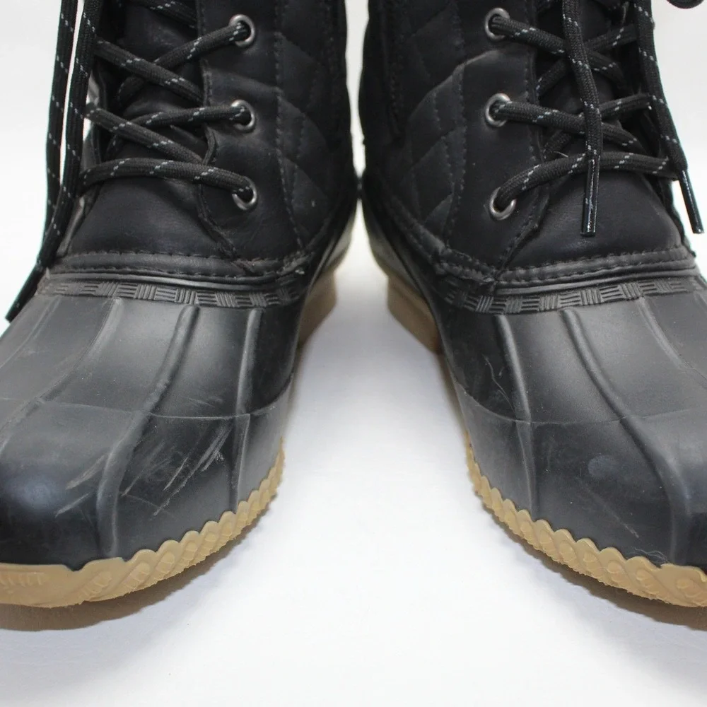 Tommy Hilfiger TWRIVIR-T Womens Black Quilted‎ Faux Fur Duck Boots Size 8M